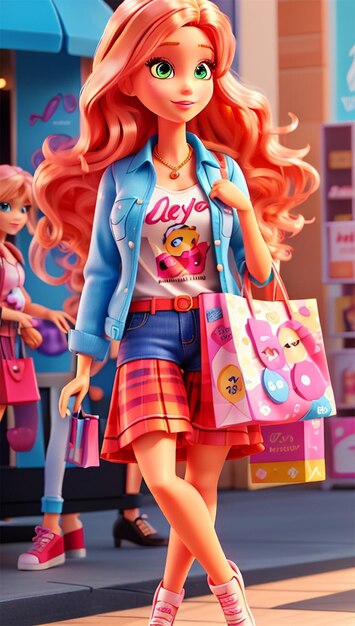 Photo barbie doll in trendy summer outfit