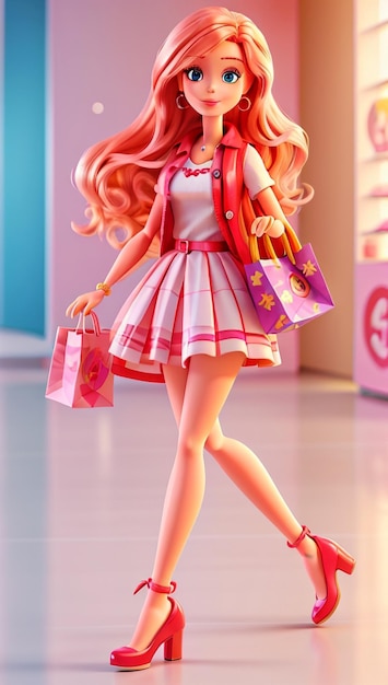 Barbie doll in trendy summer outfit