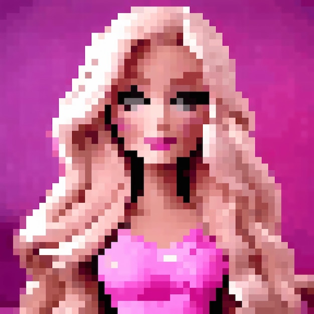 Barbie Doll Vector pixel art Pink