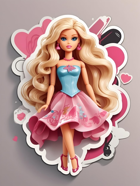 Barbie doll vector sticker