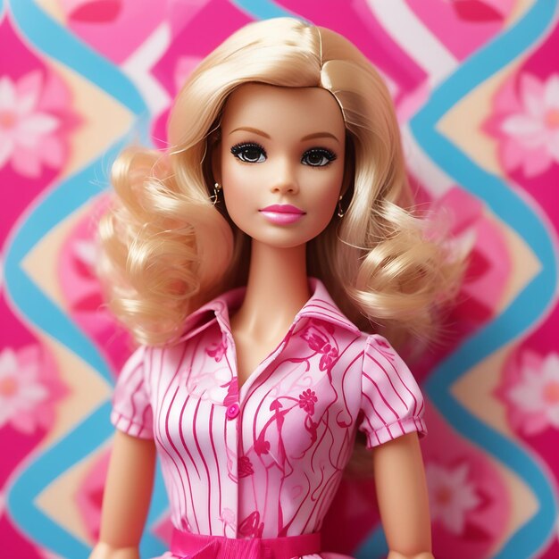 Photo barbie doll wearing a cute blondhaired girl outfit ai generated