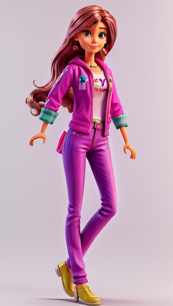 Barbie doll wearing pink or purple color clothes