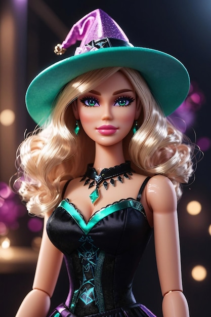 Barbie doll wearing a witch costume