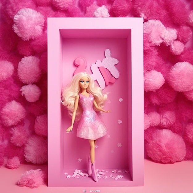 Barbie doll with pink colors