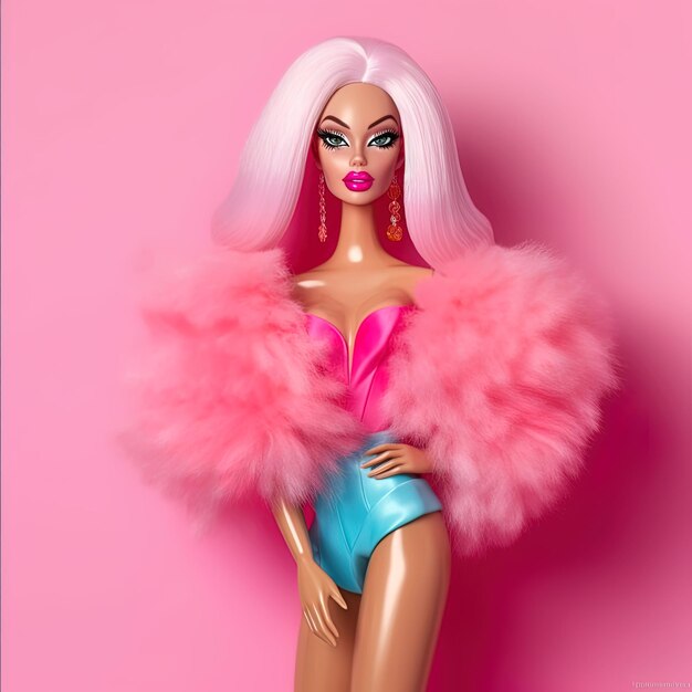 Barbie doll with pink colors