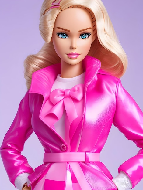 Foto bambola barbie con una giacca rosa