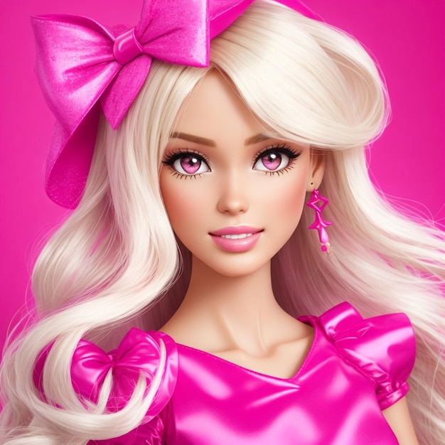 Photo barbie doll with pink theme