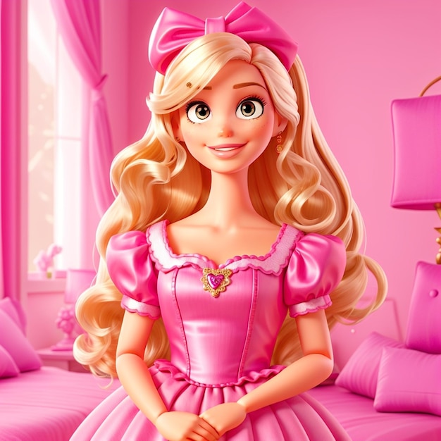 Photo barbie doll with pink theme