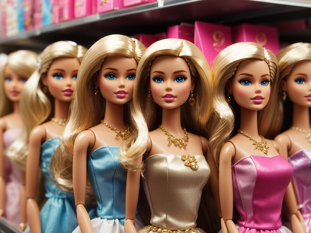 Barbie dolls put up for sale on a store shelf