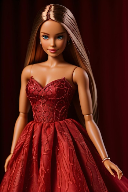 Barbie dolls in red dresses