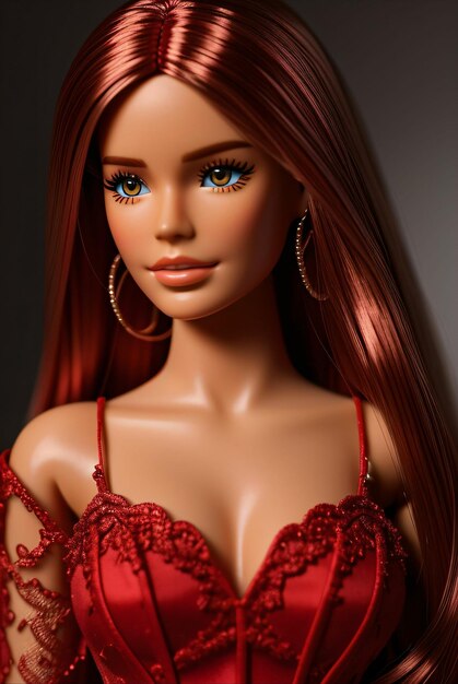 Barbie dolls in red dresses