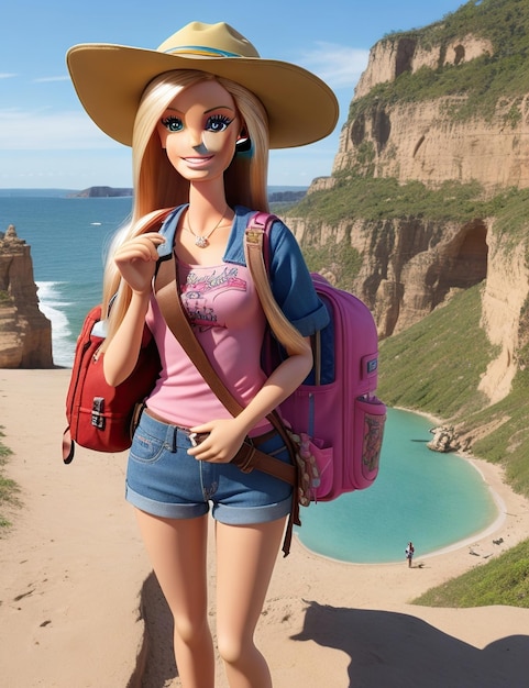 Photo barbie explorer with backpack and hat