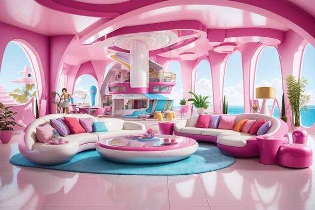Foto barbie familie kamer ontwerp in barbie droom huis ontwerp in de toekomst