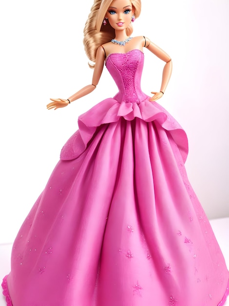 Premium AI Image  Barbie girl doll With A Pink Frock