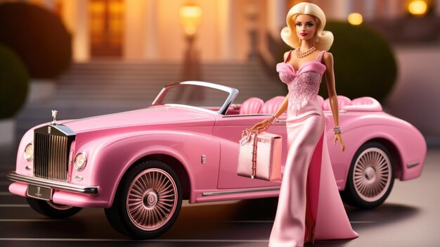 Foto barbie glam cabrio limousine generatieve ai