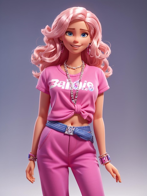 Barbie glimlacht met blauwe ogen over het hele lichaam