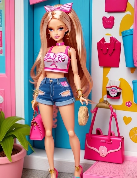 Foto barbie va a fare shopping summer trendy outfit ai generato