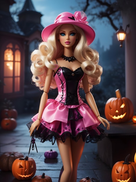 Fond D'halloween Barbie Au Design Plat