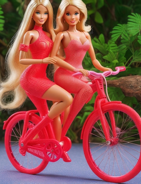 Barbie and Ken Barbie's red bike