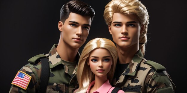 Barbie and Ken in military