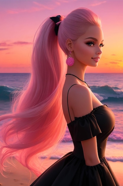 Barbie op de illustratie van het strandbeeld
