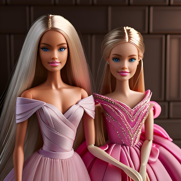 Barbie-personages in een studio-AI-afbeelding