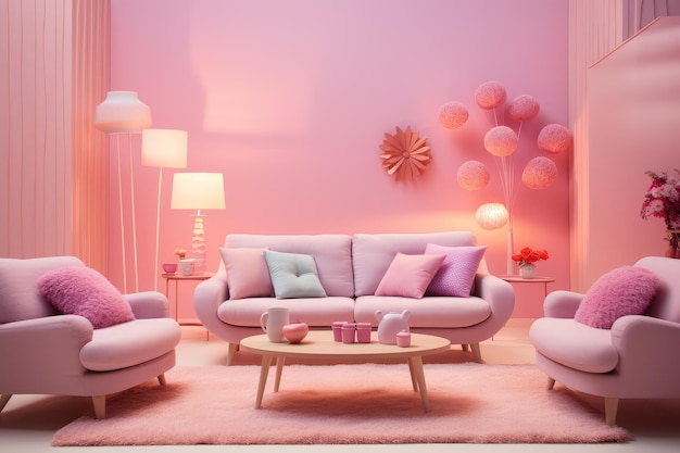 Barbie photography shot of living room ai generated