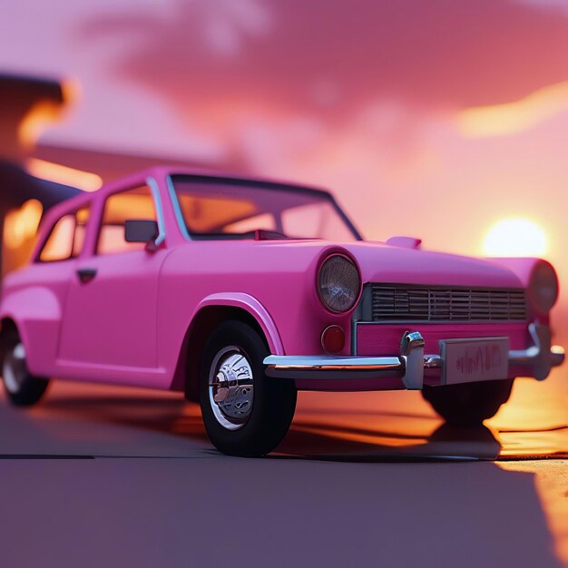 Foto l'auto rosa di barbie