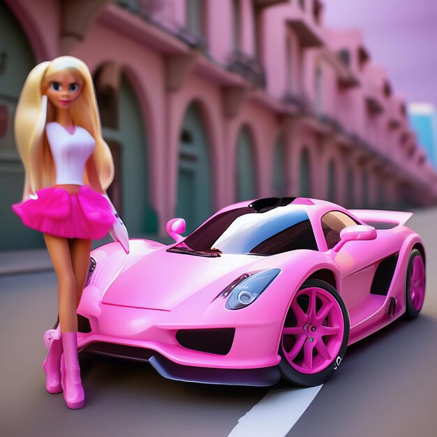 Premium AI Image | Barbie pink car