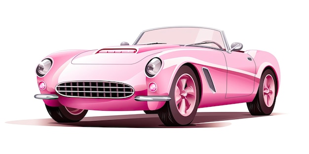 Barbie pink vintage sport car isolated on white background