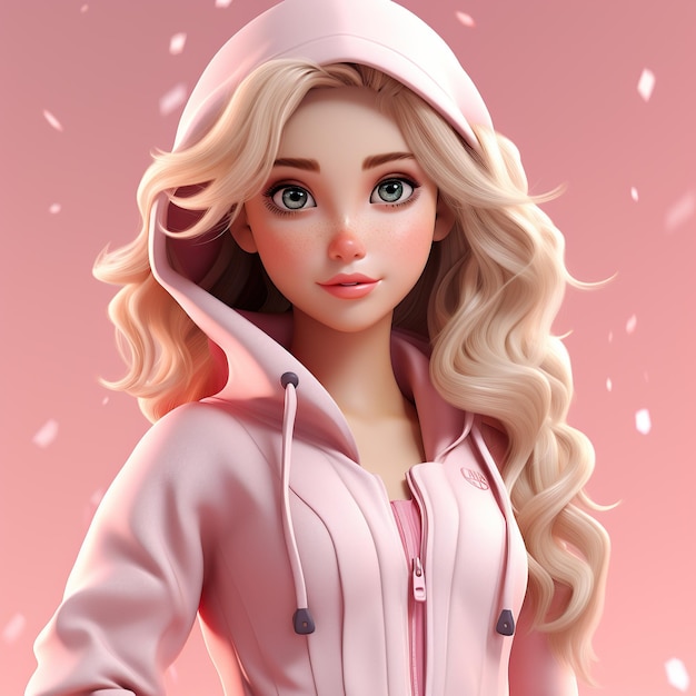 Barbie pop blond met outfit roze staat AI gegenereerde afbeelding