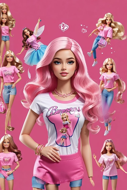 Barbie-pop in een roze jurk.