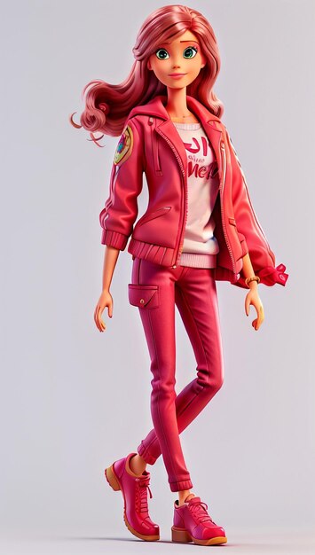 Barbie-pop met rode of roze kleding