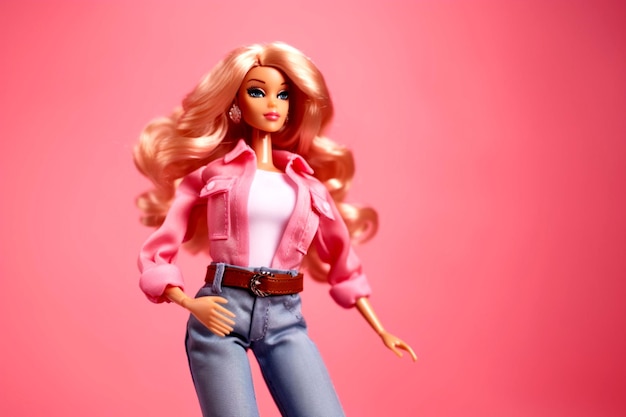 Barbie-pop modelleert een trendy mode-outfit