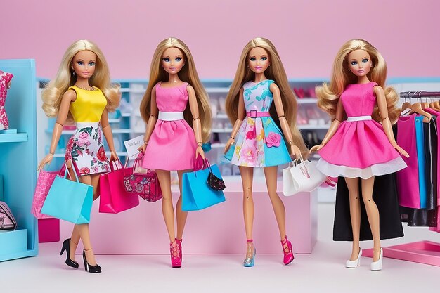 Foto barbie pop modieus winkelen