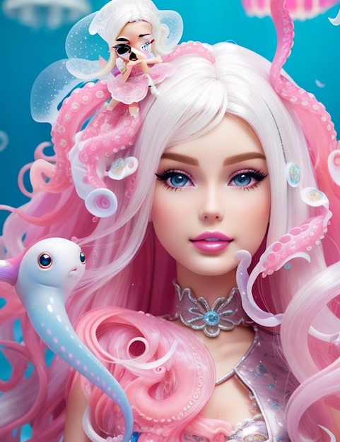 barbie pop witharige octopus vis kwallen