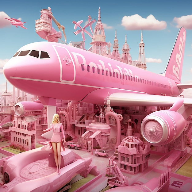 Photo barbie's highflying adventure explore the skies with barbie airplane