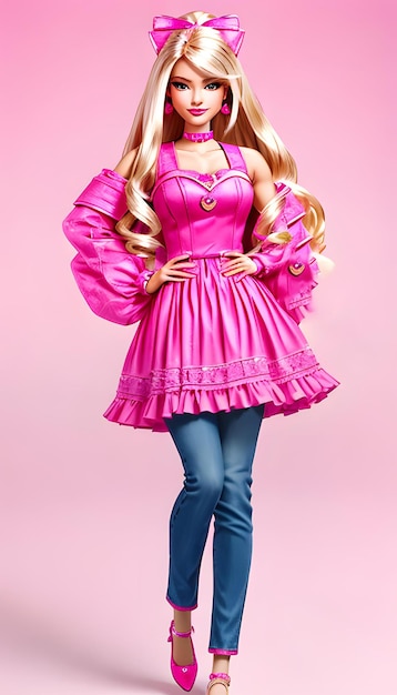 Foto barbie shopaholic ritratto di bambola carina abbigliamento alla moda