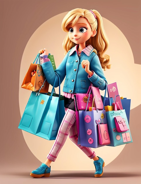 Barbie Shopaholic Summer Trendy Outfit Cute disco plastic doll portrait SALE MODEL DOLL