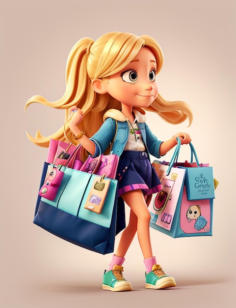 Barbie shopaholic zomer trendy outfit schattige disco plastic pop portret verkoop model pop