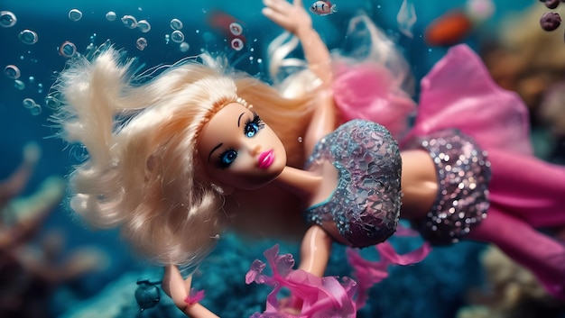 Barbie-speelgoed onder water