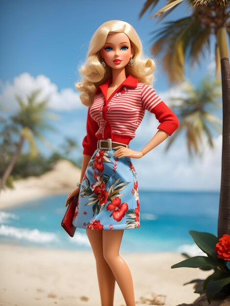 Barbie sranding on beach and enjoying summar