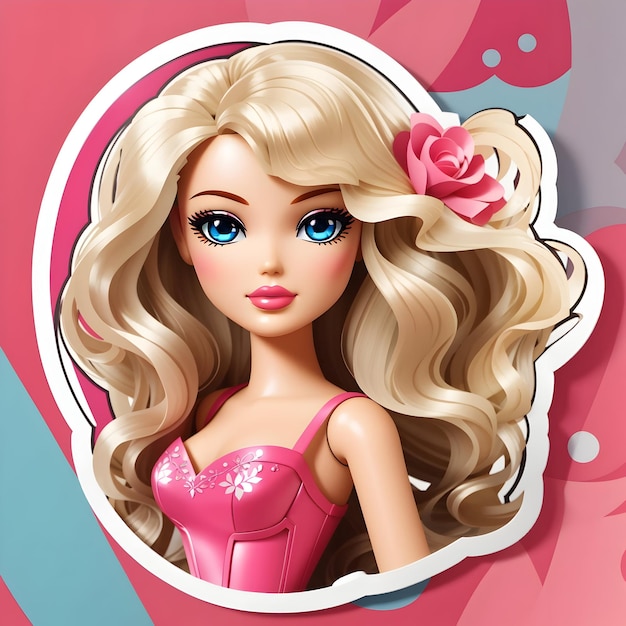 Barbie sticker vector