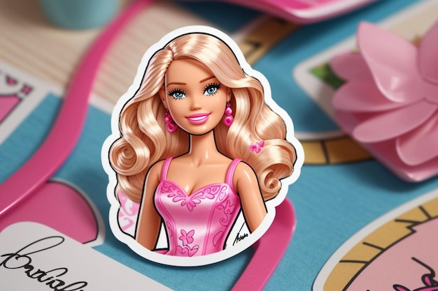 Photo a barbie sticker with a cartoonlike design