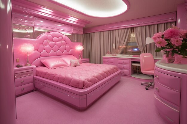 Premium AI Image | A barbie style pink bedroom with no people and ...