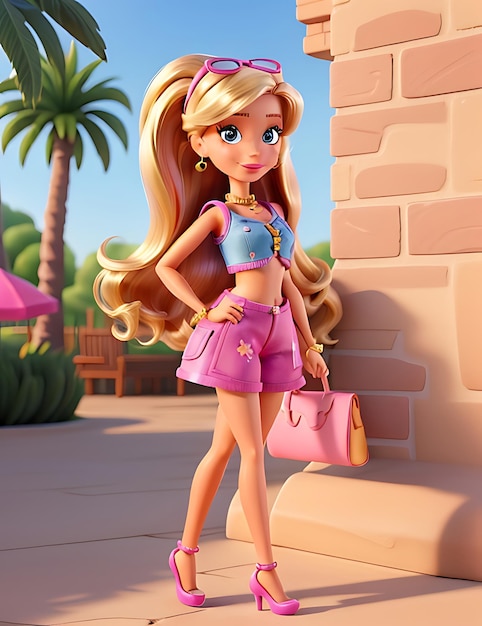 Barbie on Summer Trendy Beautiful Outfit 생성 AI