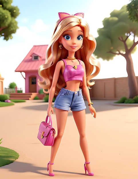 Barbie on Summer Trendy Beautiful Outfit Generated AI