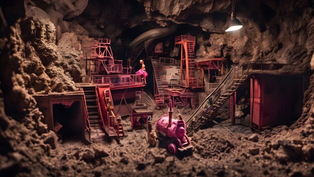 Barbie toy in the mine