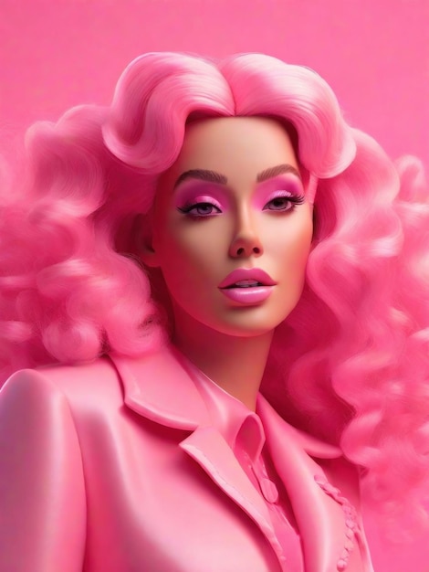 Модная кукла Барби в розовых тонах, сгенерированная искусственным интеллектом