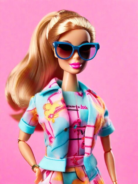 Foto barbie trendy outfit met zonnebril